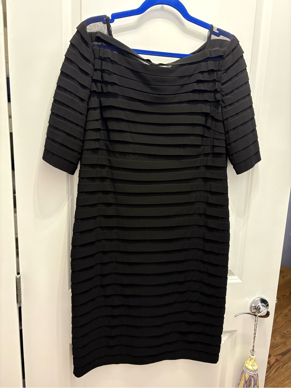 Adrianna Papell Black Layered Midi Sheath Dress